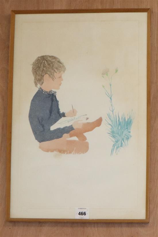 Patrick Procktor (1936-2003) aquatint, Marcus and a pink carnation, signed in pencil, 81/500, 54 x 34cm